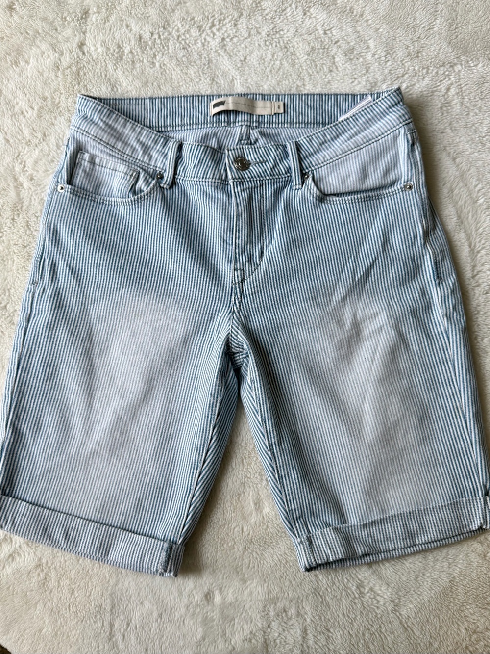 Levi's Light Blue Pinstripe Bermuda Shorts